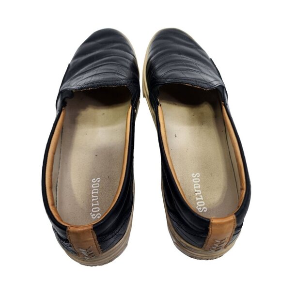 Soludos Leather Embossed Croc Bondi Platform Sneakers Black Size 10 - Picture 4 of 11